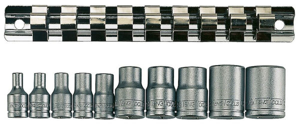 Teng Tools M3814 1/4" and 3/8" Drive TX-E Socket Clip Rail Set 10 Pieces