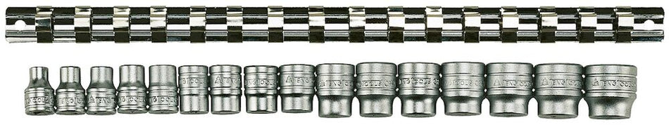 Teng Tools M3816 3/8" Drive Metric Socket Clip Rail Set 16 Pieces