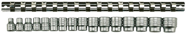 Teng Tools M3816 3/8" Drive Metric Socket Clip Rail Set 16 Pieces