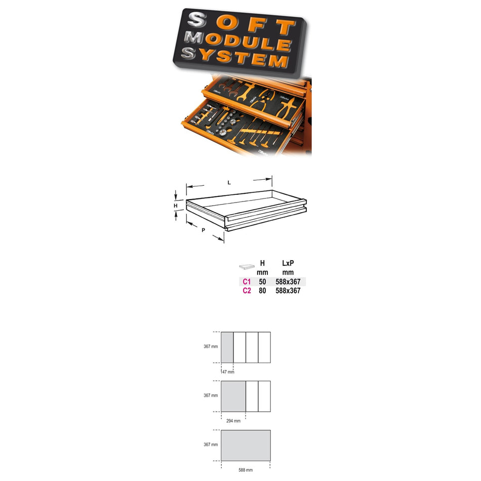 BETA 24500050 M50-SOFT THERMOFORMED TRAY WITH 8 TOOLS