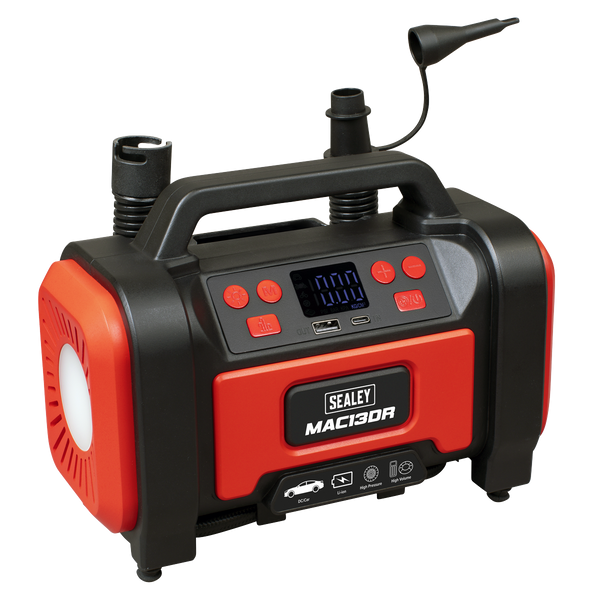Sealey MAC13DR Rechargeable Tyre Inflator & High Volume Air Pump 12V