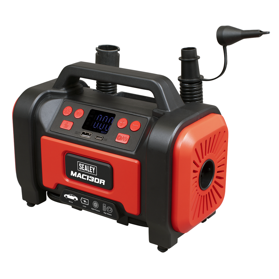 Sealey MAC13DR Rechargeable Tyre Inflator & High Volume Air Pump 12V