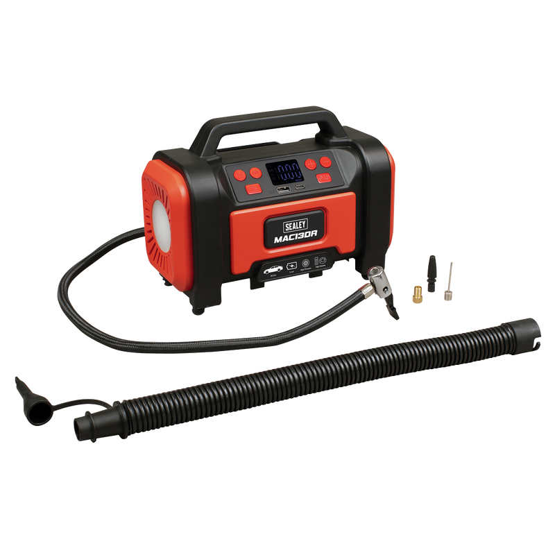 Sealey MAC13DR Rechargeable Tyre Inflator & High Volume Air Pump 12V