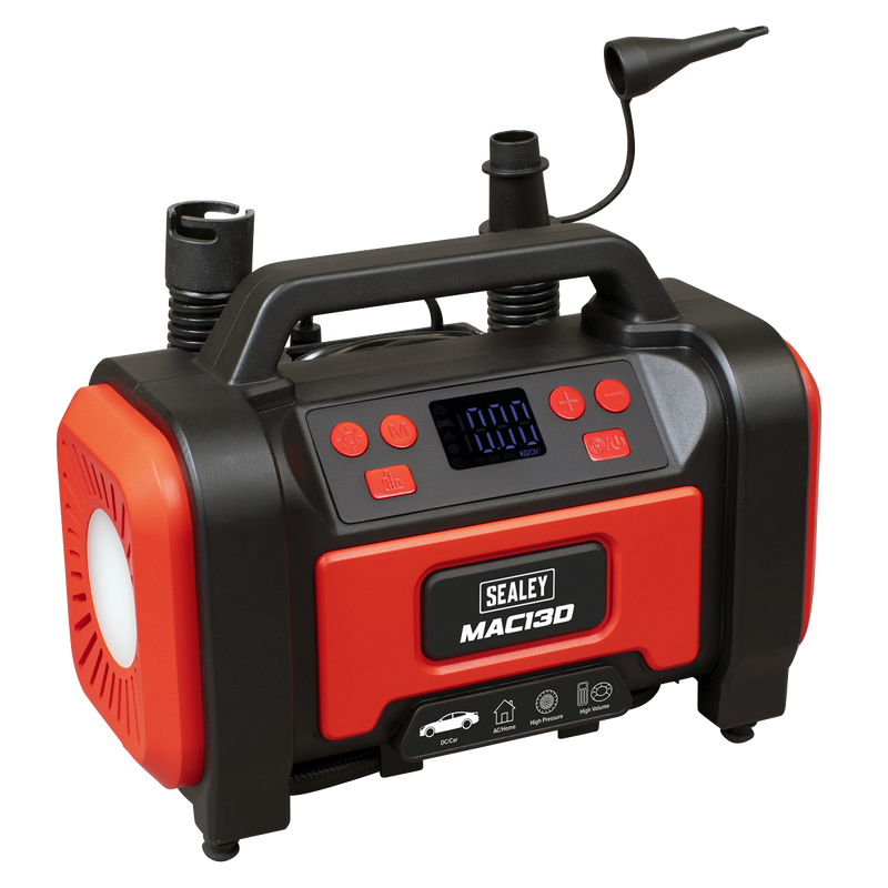 Sealey MAC13D Tyre Inflator & High-Volume Air Pump 12V/230V AC