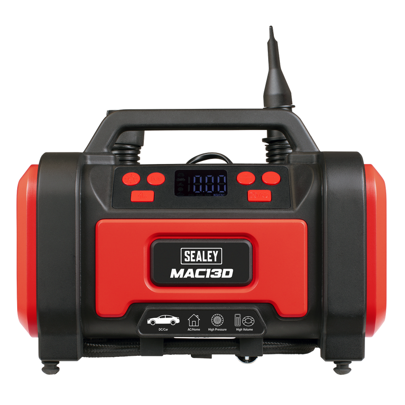 Sealey MAC13D Tyre Inflator & High-Volume Air Pump 12V/230V AC