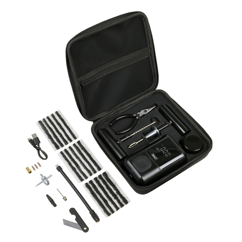 Sealey MAC24 Temporary Puncture Repair Kit & Rechargeable Tyre Inflator