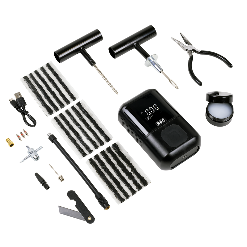 Sealey MAC24 Temporary Puncture Repair Kit & Rechargeable Tyre Inflator