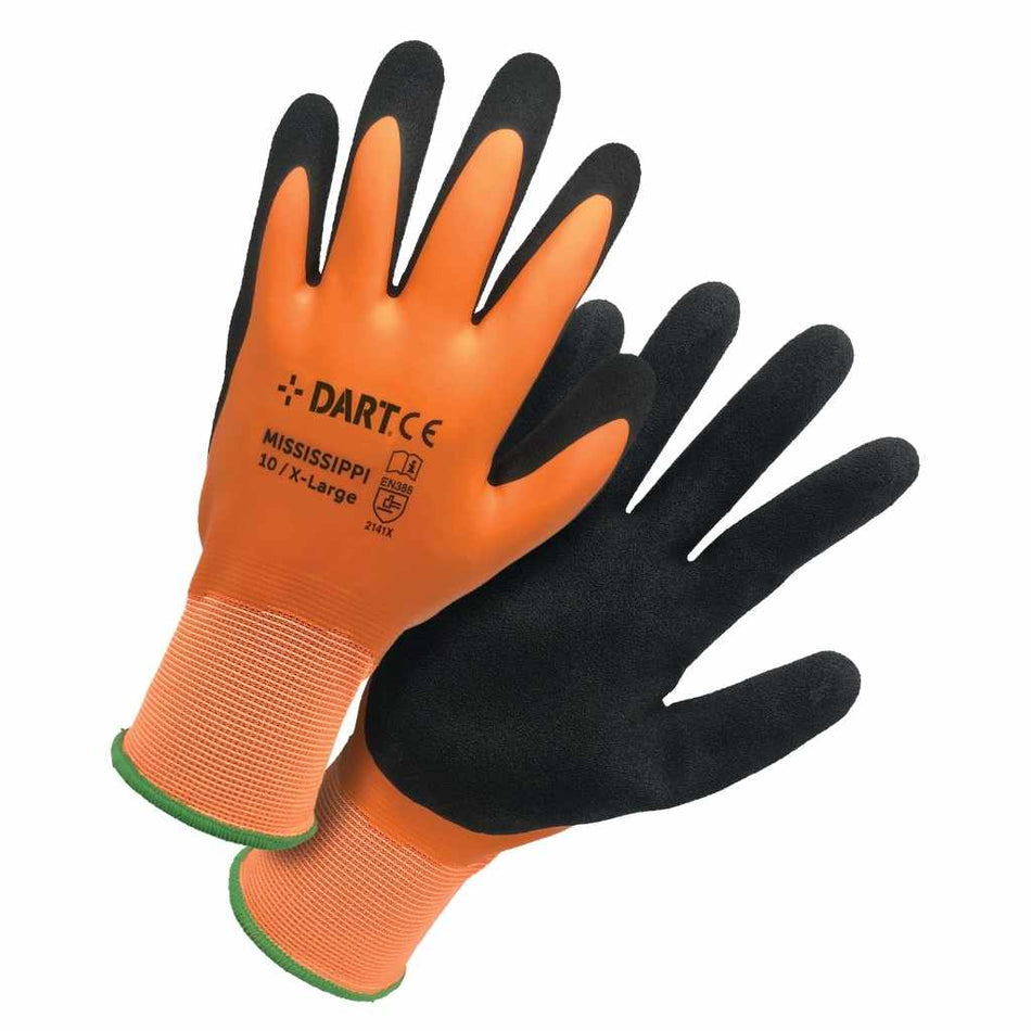 DART MISSISSIPPI-M  Orange Waterproof Latex Glove - M(8)
