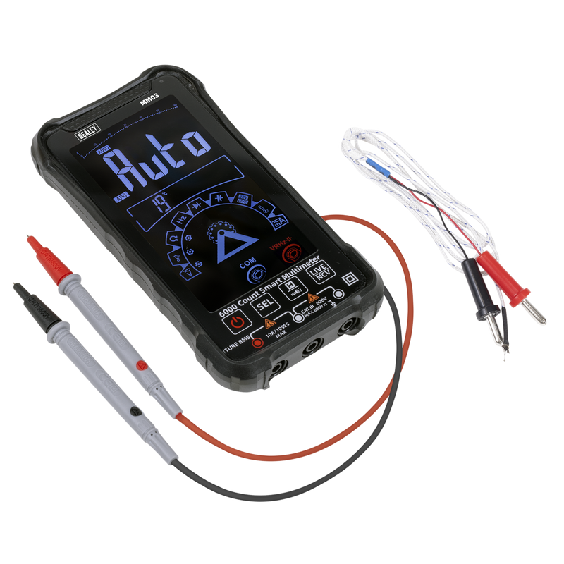 Sealey MM03 Touchscreen Rechargeable Auto-Ranging Digital Smart Multimeter 10-Function