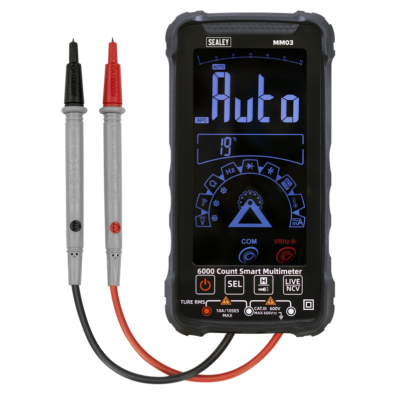 Sealey MM03 Touchscreen Rechargeable Auto-Ranging Digital Smart Multimeter 10-Function