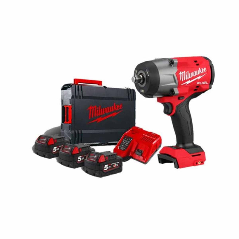 Milwaukee 4933498251 M18FHIW2F12-503X 18V Fuel 1/2" High Torque Impact Wrench with Friction Ring & 3x 5.0Ah Batteries