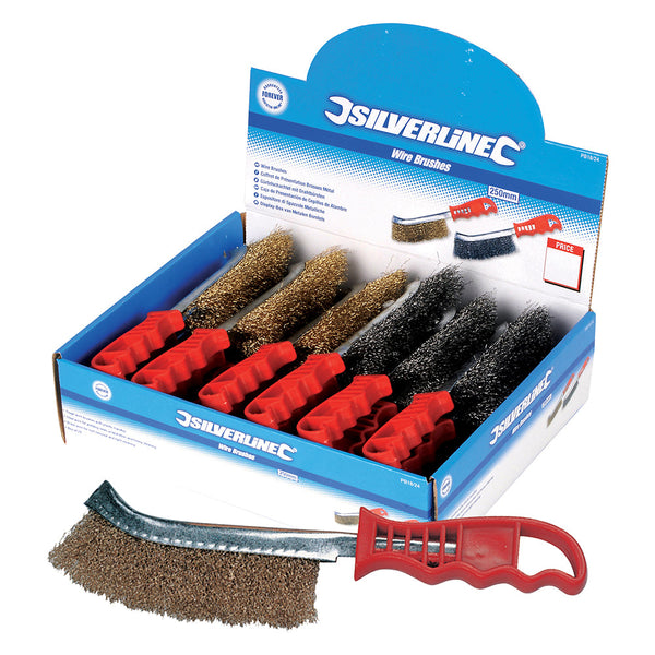 Silverline PB18/24 Wire Brush Display Box 24pce