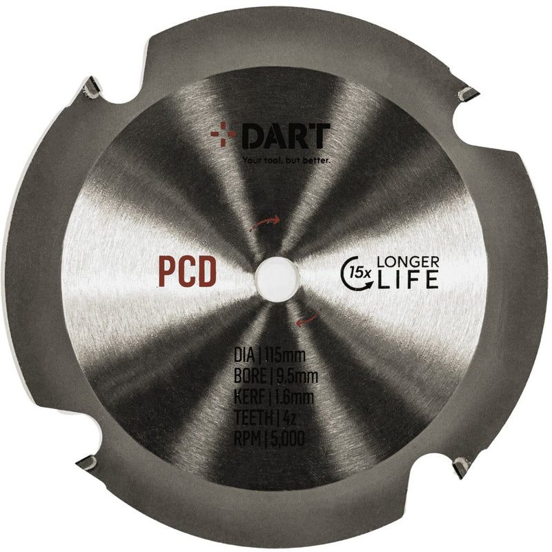 DART PCD115954  PCD Fibre Cement Saw Blade 115Dmm x 9.5B x 4Z