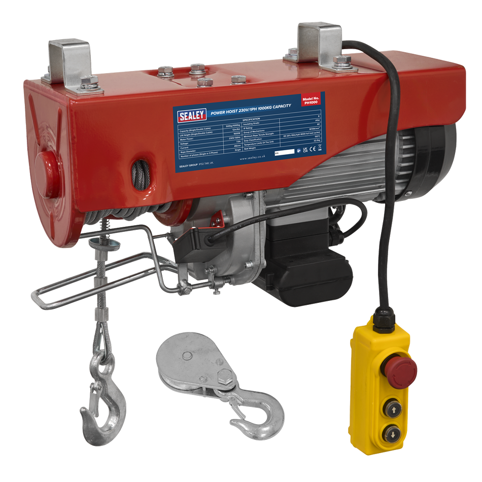 Sealey PH1000 Power Hoist 230V/1ph 1000kg Capacity
