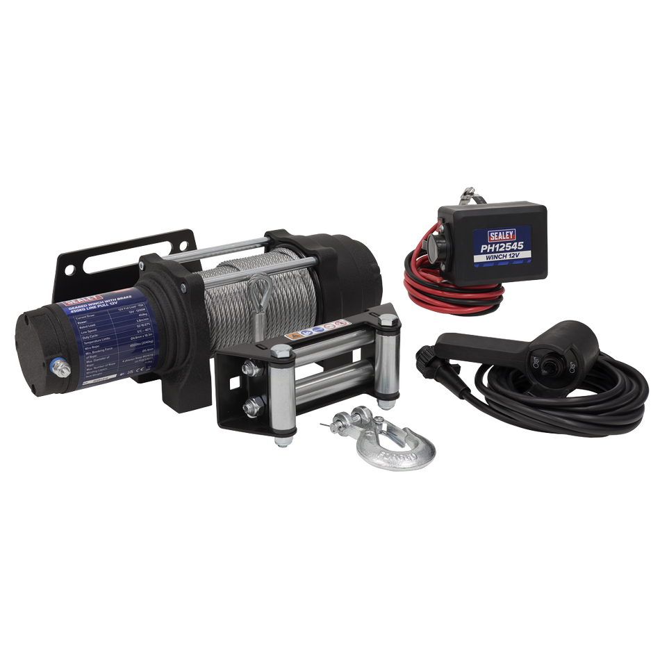 Sealey PH12545 Geared Winch with Brake 450kg Line Pull 12V