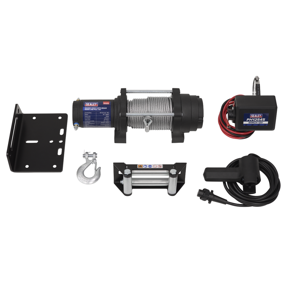 Sealey PH12545 Geared Winch with Brake 450kg Line Pull 12V