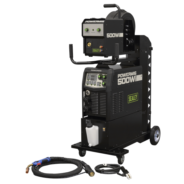 SEALEY POWERMIG500Wi 500A Professional Gas/Gasless MIG/TIG/MMA Inverter Welder with Portable Wire Feeder & Water Cooler 400V 3ph
