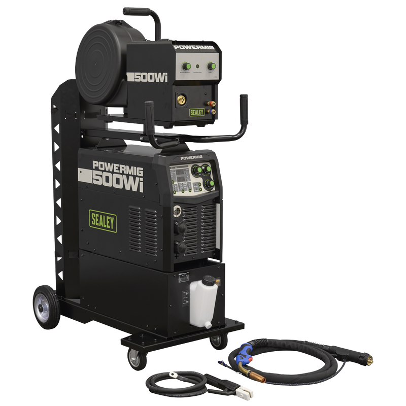 SEALEY POWERMIG500Wi 500A Professional Gas/Gasless MIG/TIG/MMA Inverter Welder with Portable Wire Feeder & Water Cooler 400V 3ph