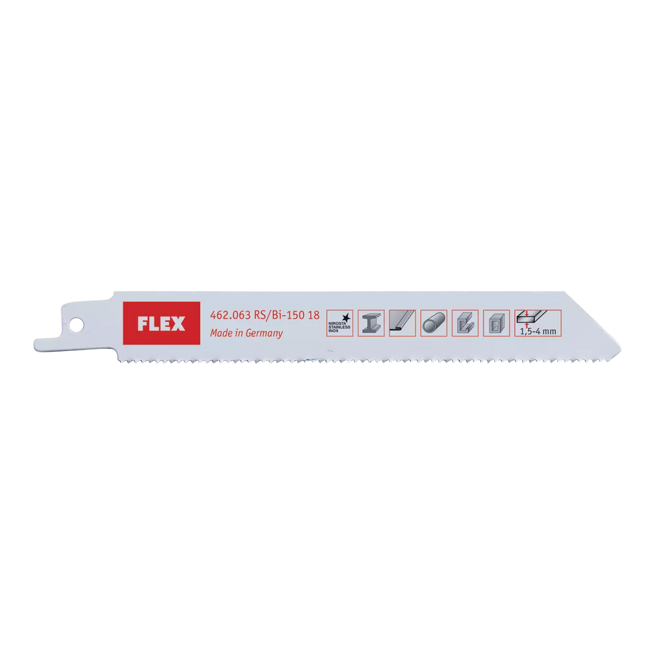 Flex 462063 Rs/Bi-150 18 Ve5 Reciprocating Saw Blades For Metal And Sheet Material