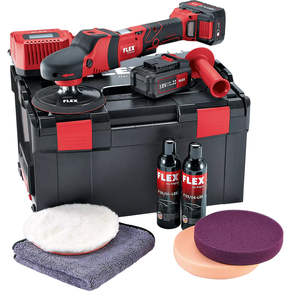 Flex 465119 Pe 150 18.0-Ec/5.0 P-Set Uk Cordless Rotary Polisher 18 V