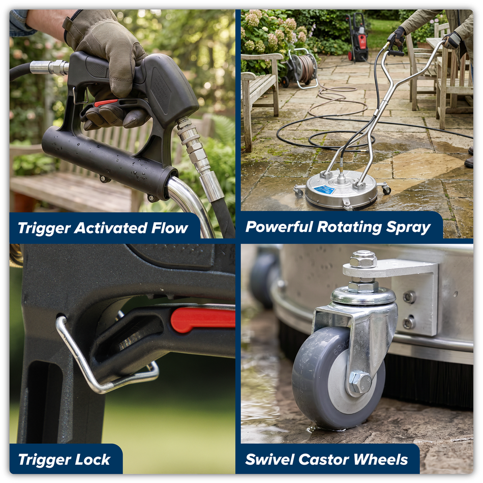 Sealey PWAK18 18" Surface Cleaner with Dual Handle & Rotating Spray Bar - Stainless Steel