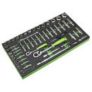 Sealey S01271 Siegen Socket Set with Tool Tray 1/4" & 1/2"Sq Drive 62pc