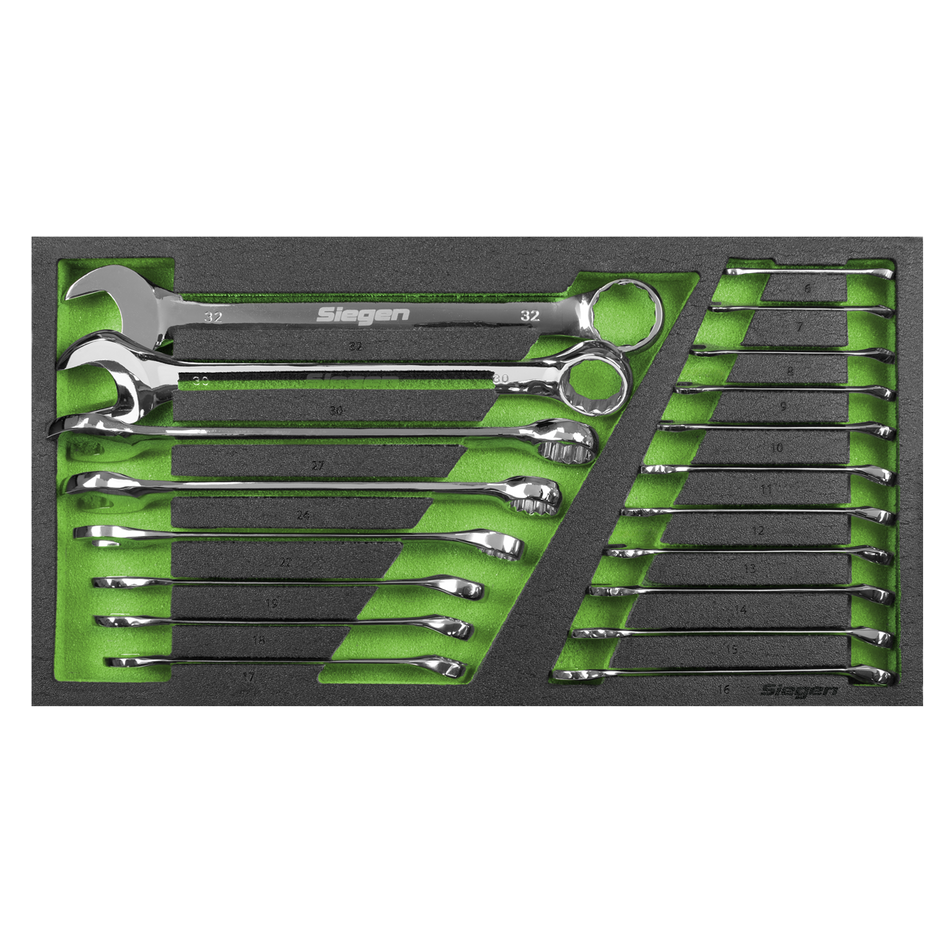 Sealey S01272 Siegen Combination Spanner Set with Tool Tray 19pc