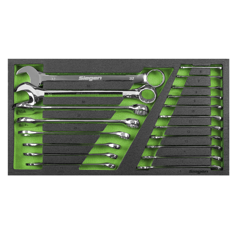 Sealey S01272 Siegen Combination Spanner Set with Tool Tray 19pc