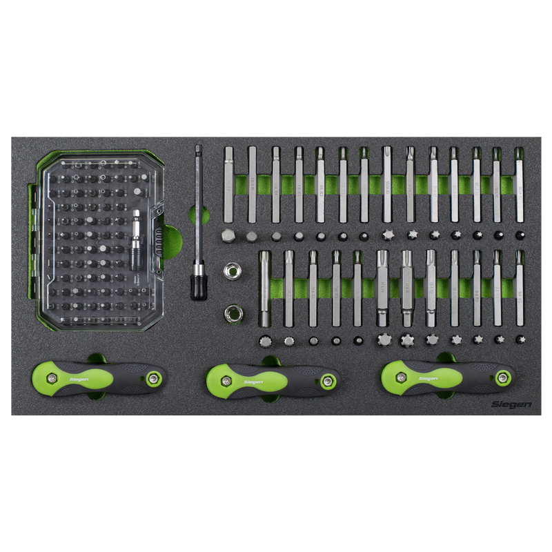 Sealey S01275 Siegen Specialised Bit Set & Folding Hex Keys with Tool Tray 170pc