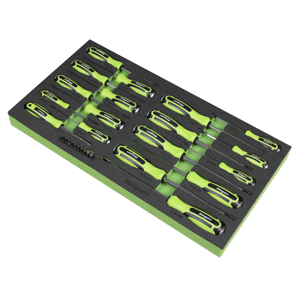 Sealey S01281 Siegen Hammer-Thru Screwdriver, Bit Driver & Bit Set with Tool Tray 28pc
