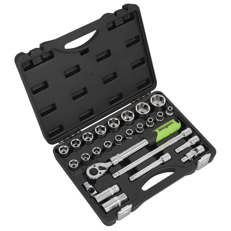 Sealey S01288 Siegen Extending Ratchet Socket Set 1/2"Sq Drive 26pc