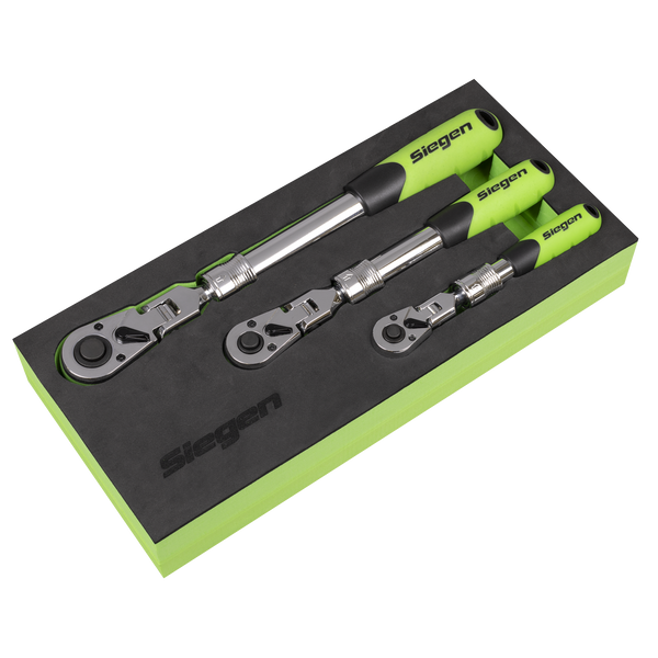 SEALEY S01297 Siegen Extendable Flexi-Head Ratchet Wrench Set 3pc