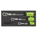SEALEY S01297 Siegen Extendable Flexi-Head Ratchet Wrench Set 3pc