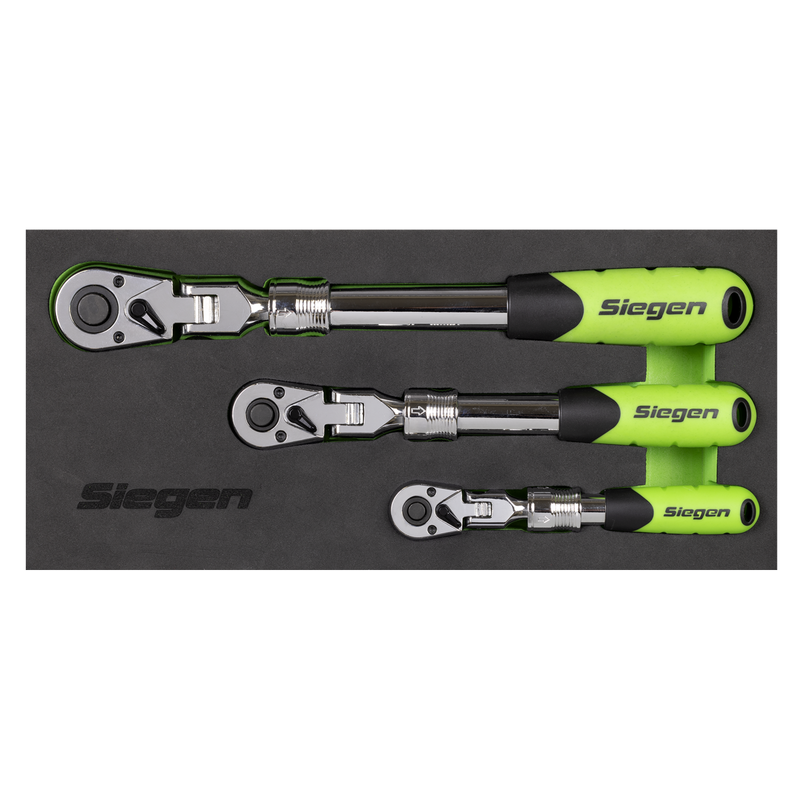 SEALEY S01297 Siegen Extendable Flexi-Head Ratchet Wrench Set 3pc