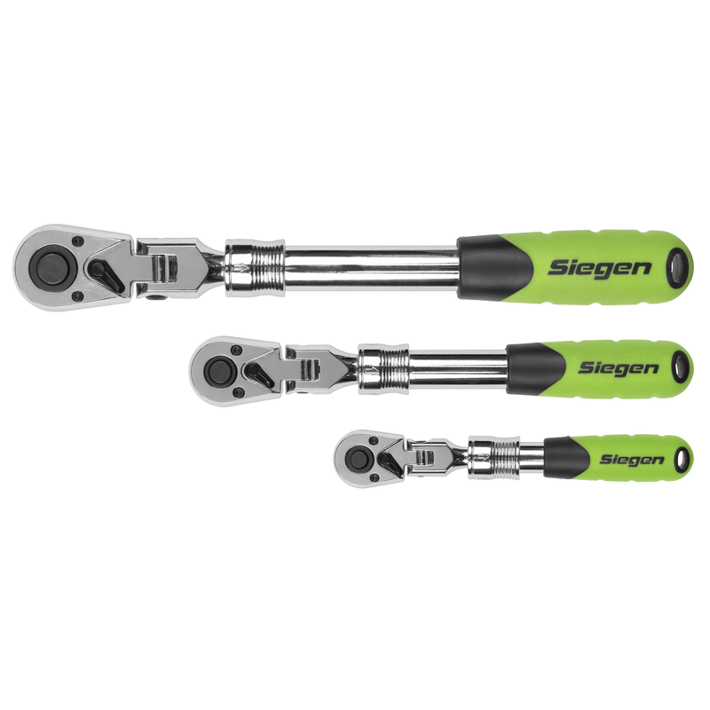 SEALEY S01297 Siegen Extendable Flexi-Head Ratchet Wrench Set 3pc