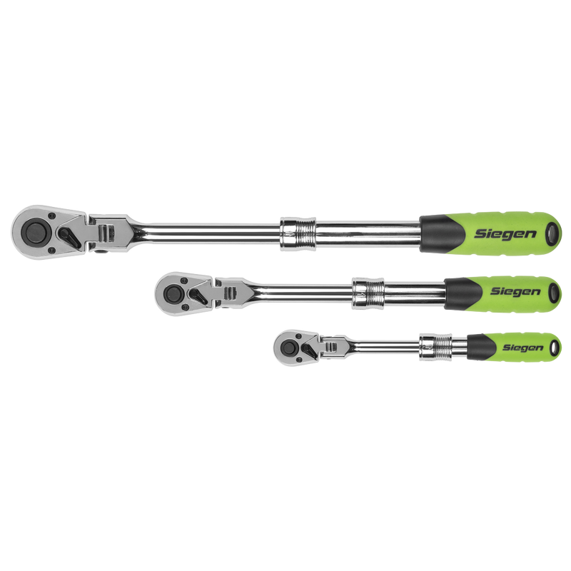 SEALEY S01297 Siegen Extendable Flexi-Head Ratchet Wrench Set 3pc