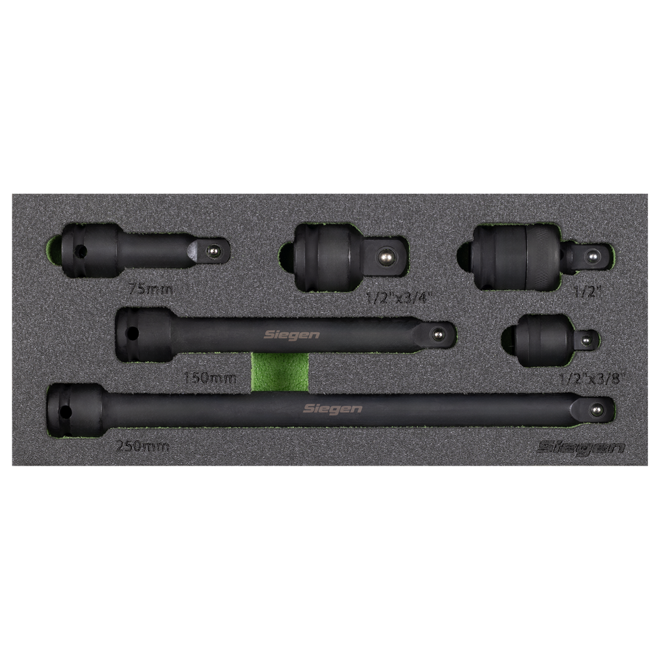 Sealey S01323 Siegen Impact Adaptor & Extension Bar Set 1/2"Sq Drive 6pc