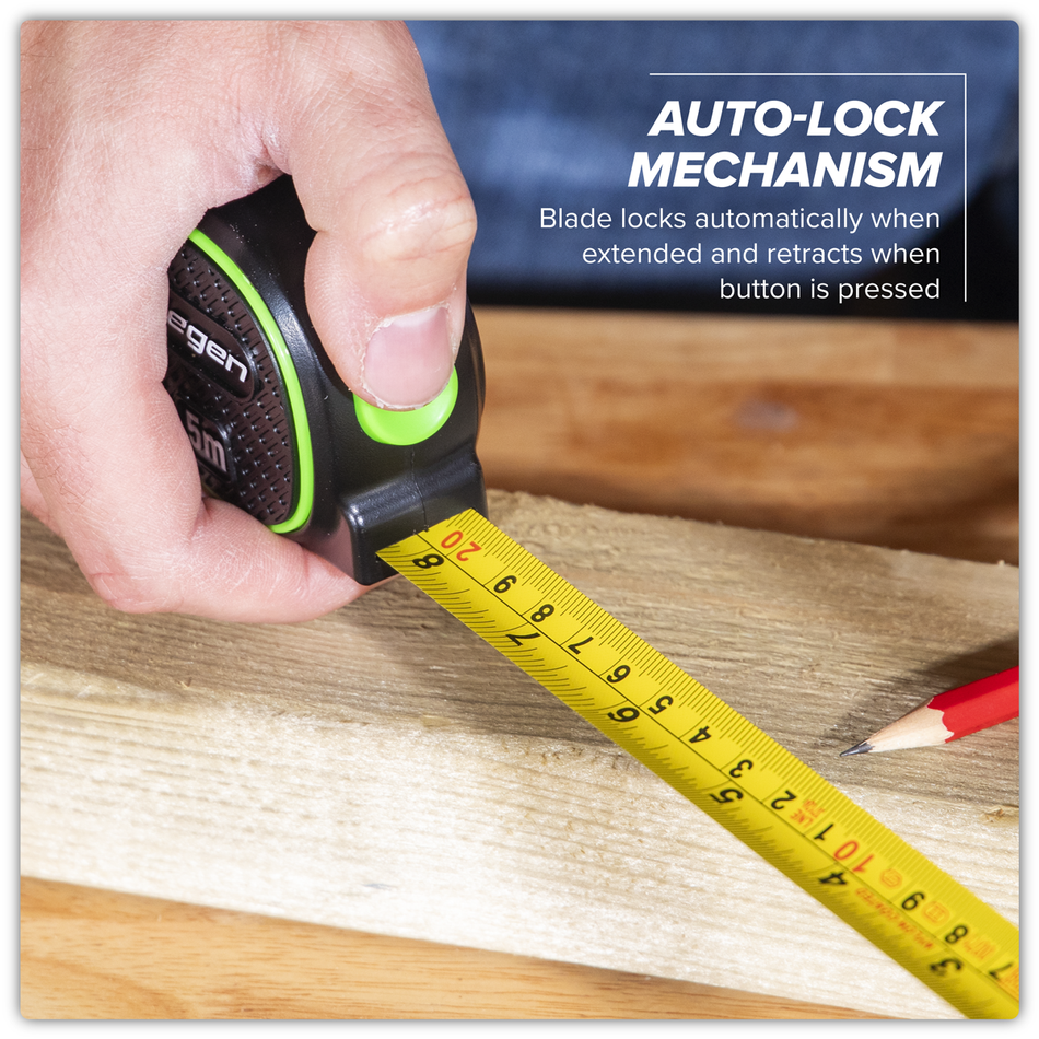 Sealey S01328 Metric/Imperial Auto-Lock Tape Measure 5m(16ft) x 19mm