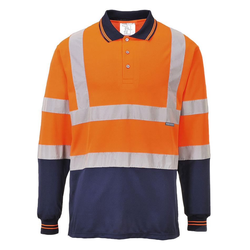 Portwest Hi-Vis Contrast Polo Shirt L/S