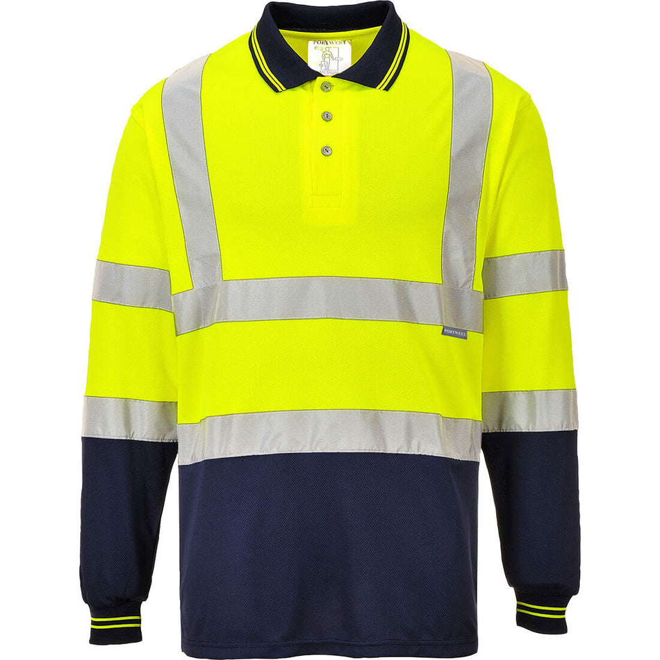 Portwest Hi-Vis Contrast Polo Shirt L/S