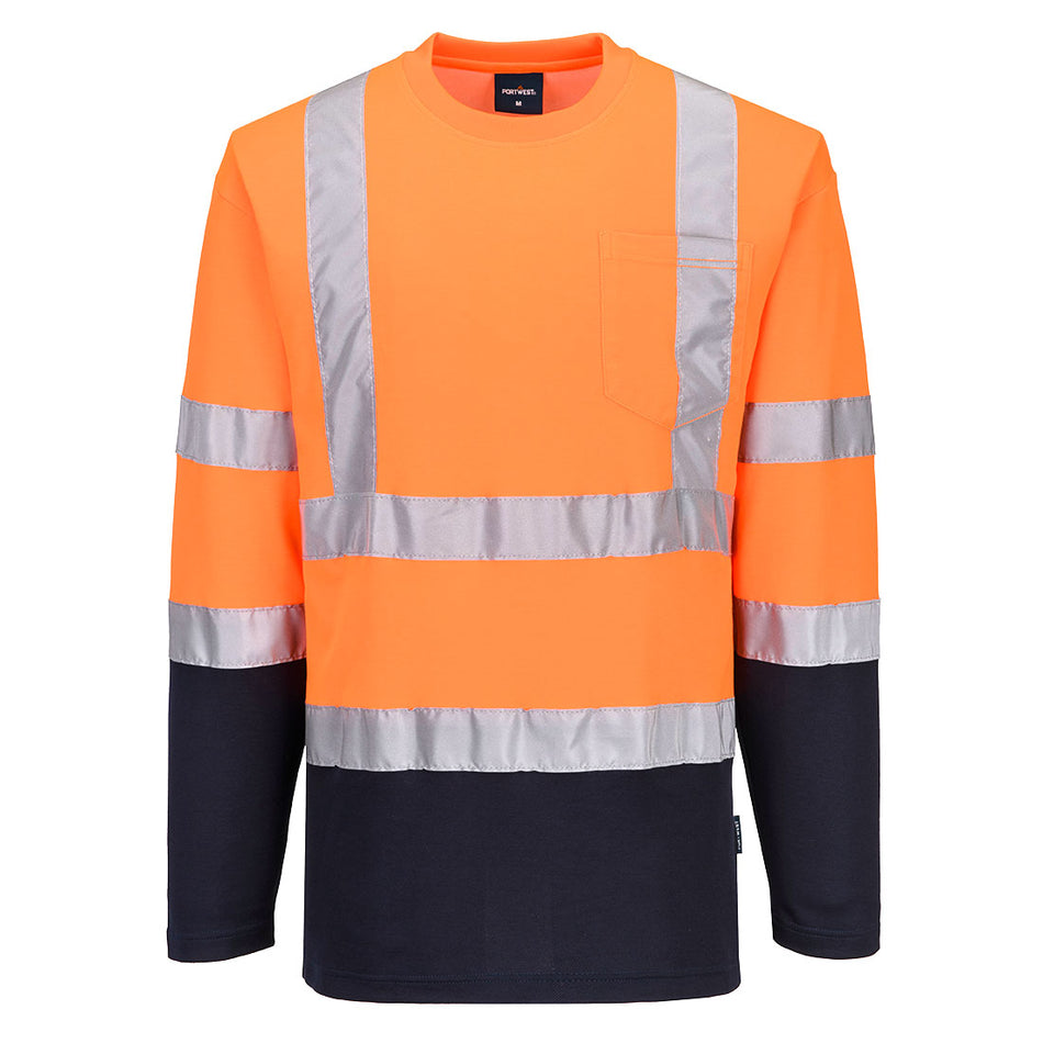 Portwest Hi-Vis Cotton Comfort Contrast T-Shirt L/S