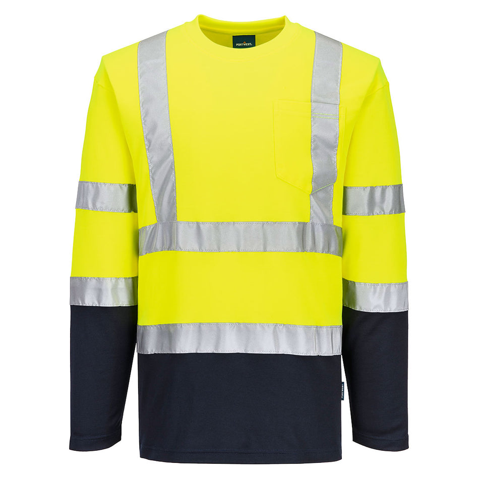 Portwest Hi-Vis Cotton Comfort Contrast T-Shirt L/S
