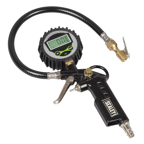Sealey SA332D Digital Pistol Grip Tyre Inflator with Clip-On Connector