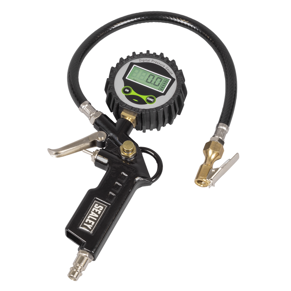Sealey SA332D Digital Pistol Grip Tyre Inflator with Clip-On Connector