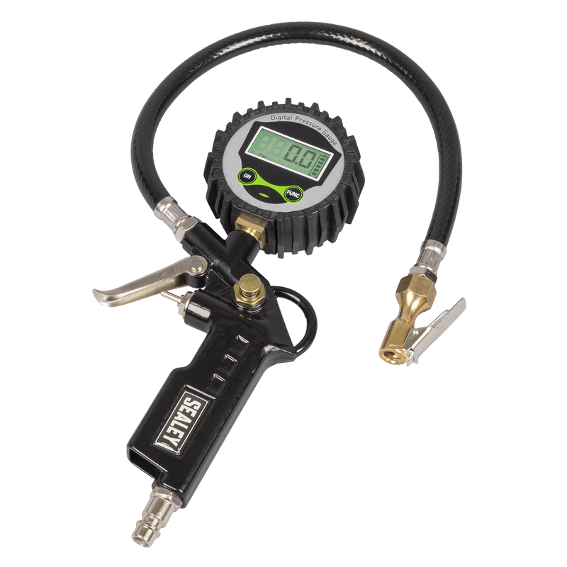 Sealey SA332D Digital Pistol Grip Tyre Inflator with Clip-On Connector