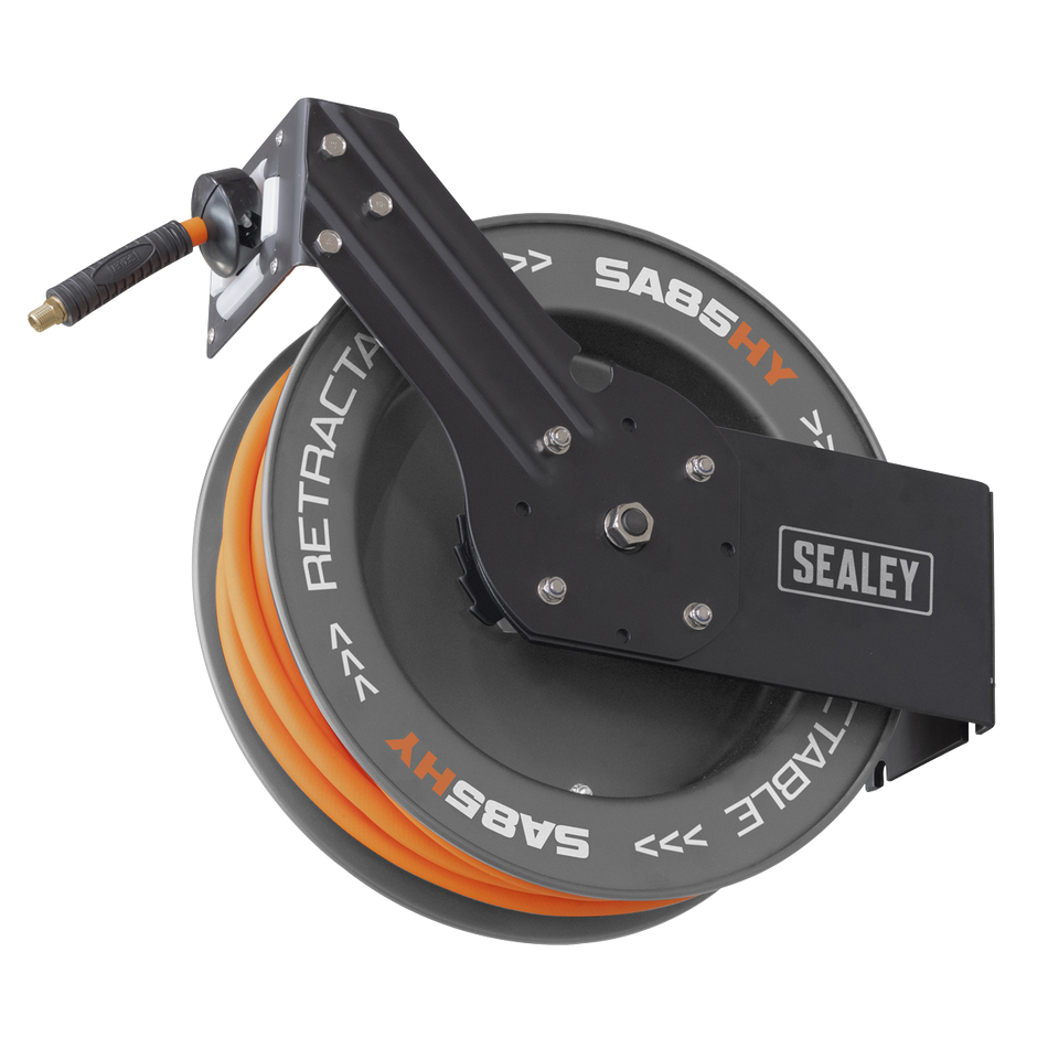 Sealey SA85HY 20m Retractable High-Visibility Hybrid Air Hose with Steel Reel 10mm ID