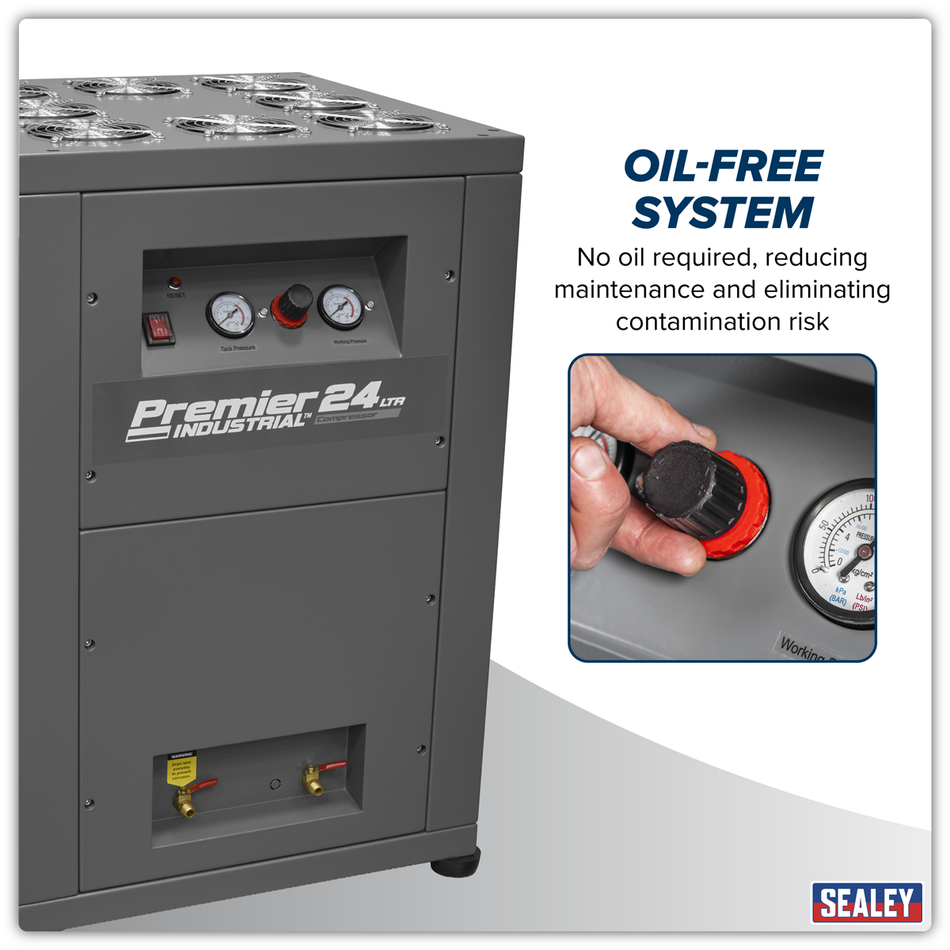 Sealey SAC01VLN  24L Oil Free Low Noise Direct Drive Air Compressor 3hp