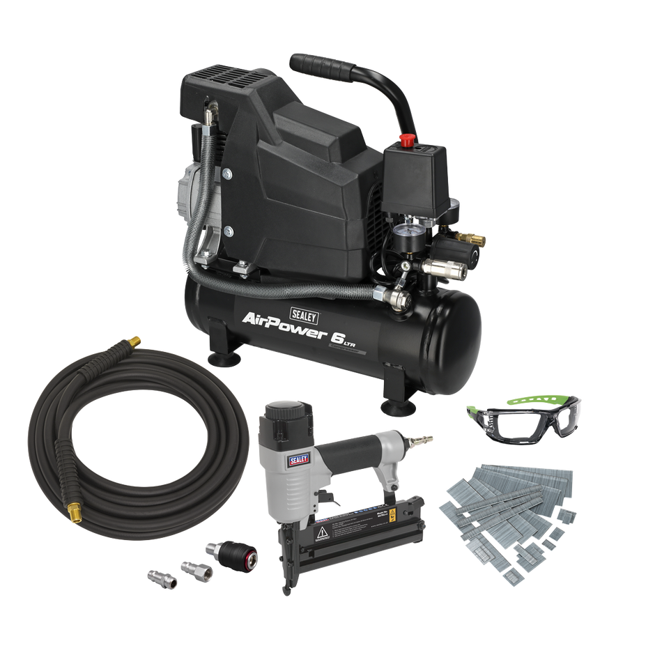 Sealey SAC0620AKIT Air Compressor/Air Nail/Staple Gun Kit