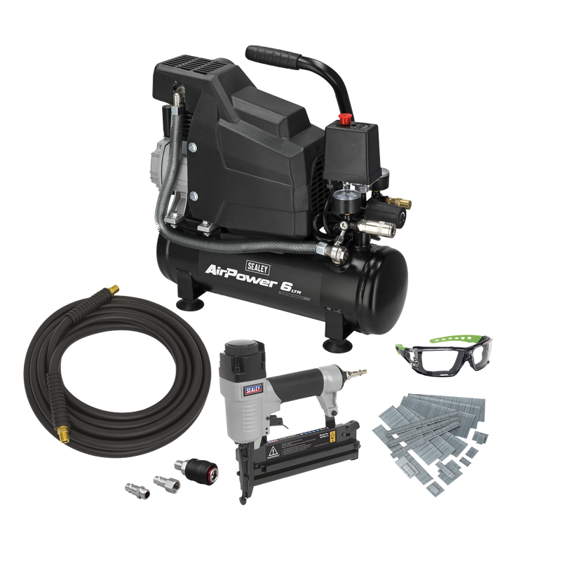 Sealey SAC0620AKIT Air Compressor/Air Nail/Staple Gun Kit