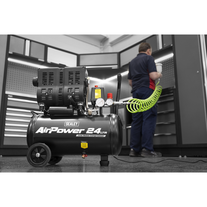 Sealey SAC2400S 24L Low Noise Oil Free Direct Drive Air Compressor 1hp